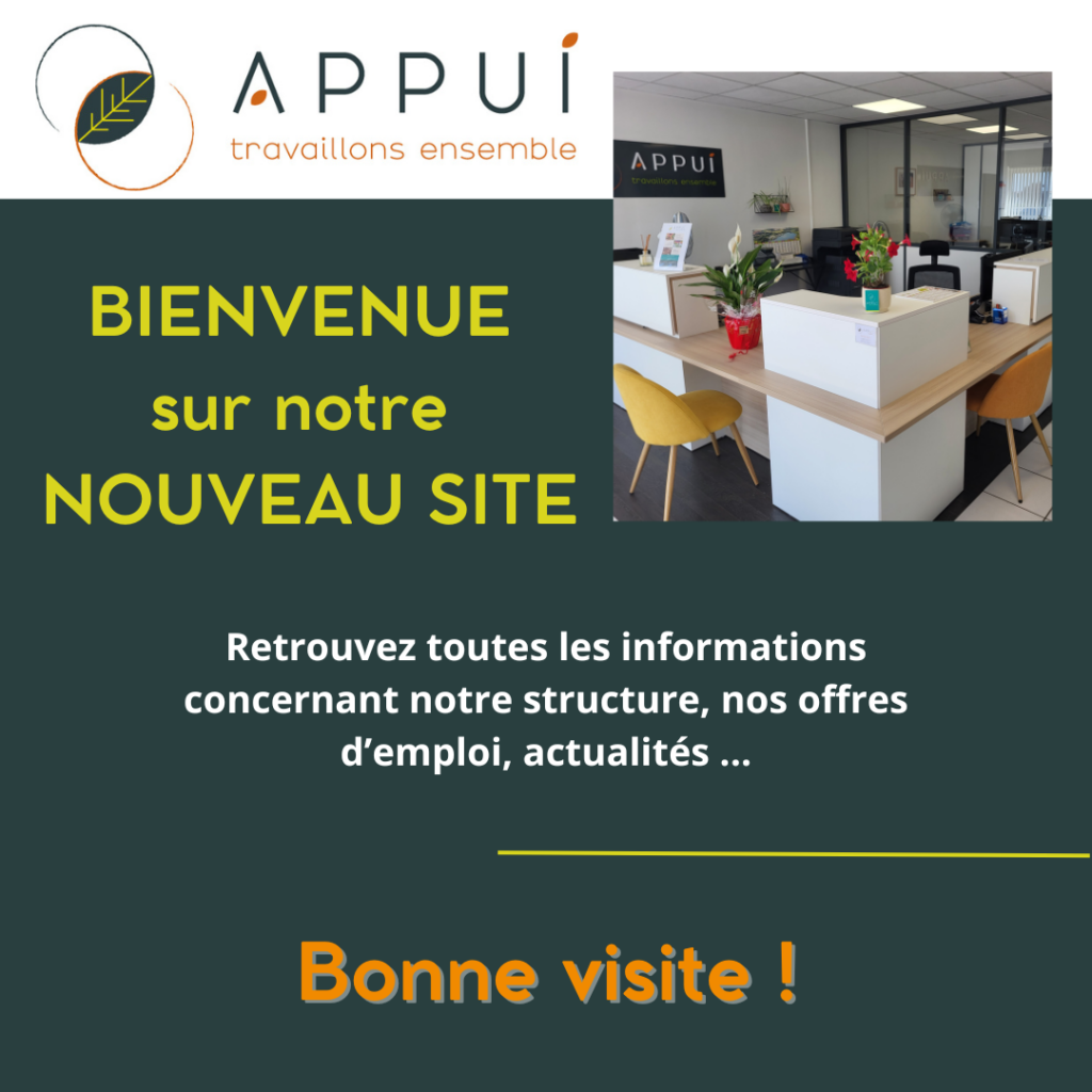 Bienvenue sur notre nouveau Site Internet - APPUI 86 APPUI86 APPUI TRAVAILLONS ENSEMBLE 86130 Jaunay-Marigny Recrutement intérim CDD CDI mise à disposition de personnel